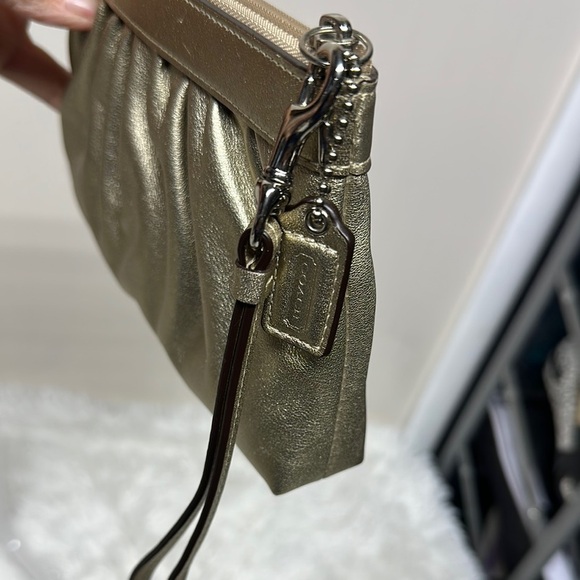 Coach Gold Pleated Wristlet Clutch - Picture 4 of 12